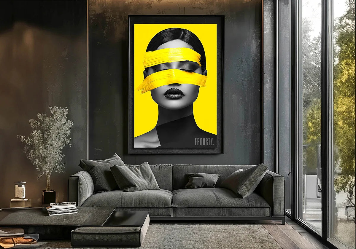 FROOSTY® Yellow Woman – Bold Contemporary AI Portrait Art in Striking Yellow Tones – Fine Art Prints
